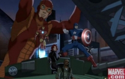 Giant Man, Iron Man, Black Widow, Nick Fury and Captain America