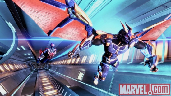 A screenshot of Spider-Man 2099 from Spider-Man: Shattered Dimensions A screenshot of Spider-Man 2099 from Spider-Man: Shattered Dimensions