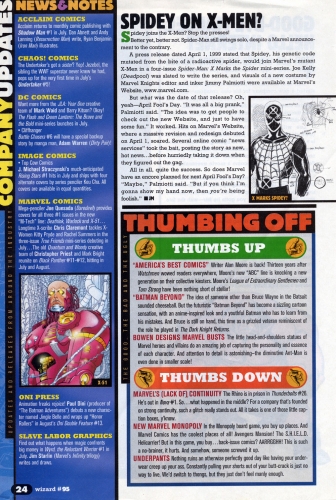 WIZARD 95<br>interior with story<br>about Marvel.com<br>prank