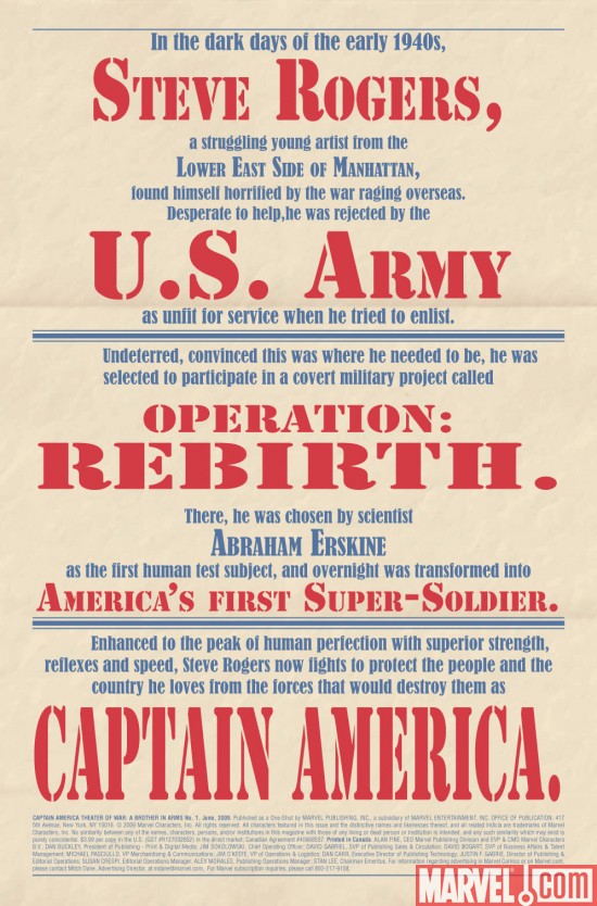 CAPTAIN AMERICA THEATER OF WAR: A BROTHER IN ARMS #1 preview page
