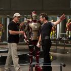 Director Shane Black and star Robert Downey, Jr. on set of Marvel's Iron Man 3