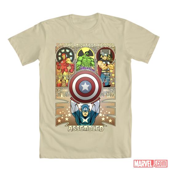"Avengers Nouveau" by Timothy Lim shirt design for Mighty Fine