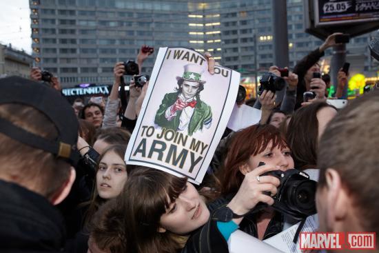 Fans at the Moscow premiere of Marvel's The Avengers