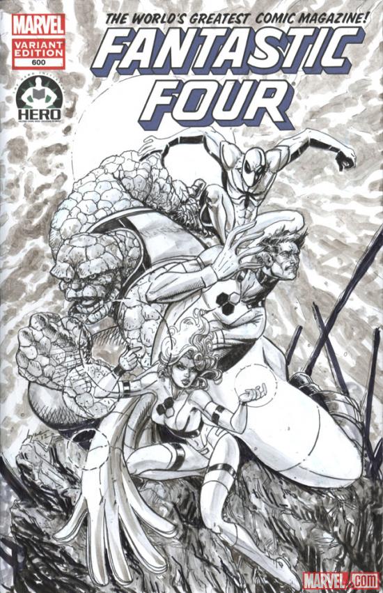 Fantastic Four #600 Hero Initiative variant cover by Kaare Andrews