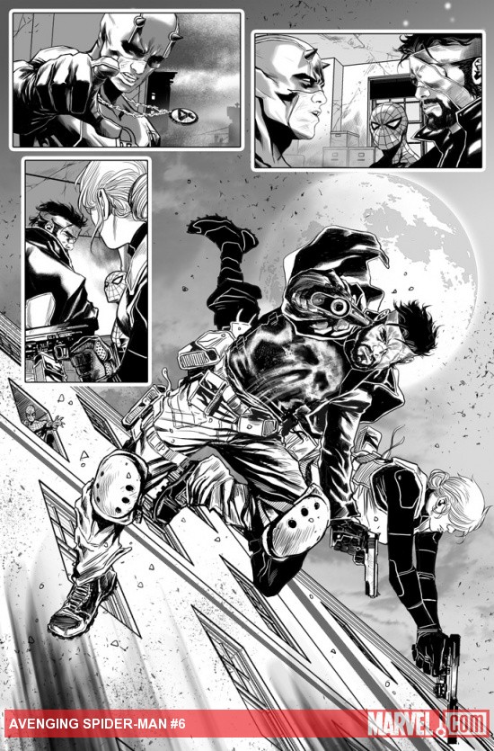 Avenging Spider-Man #6 inked preview art by Marco Checchetto