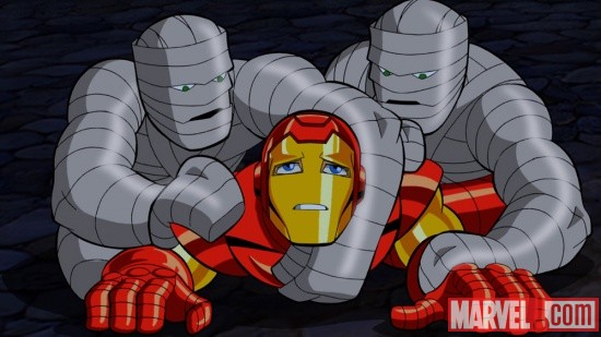 Iron Man tackles some mummies in The Super Hero Squad Show