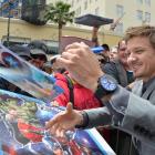 Scarlett Johansson receiving her star on the Hollywood Walk of Fame
