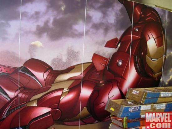 Marvel booth, mid-construction