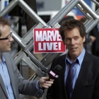 Kevin Bacon (Sebastian Shaw) and Marvel Comics Senior Editor Nick Lowe at the 'X-Men: First Class' red carpet event in NYC