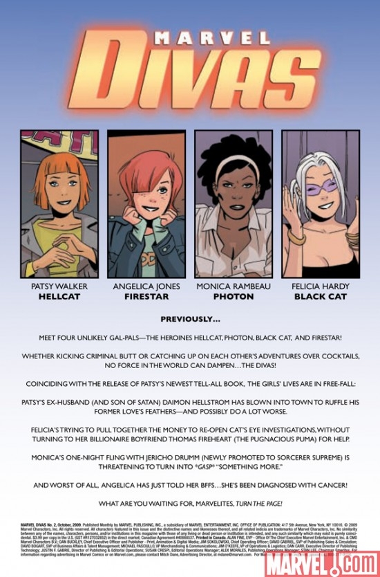 MARVEL DIVAS #2, intro page