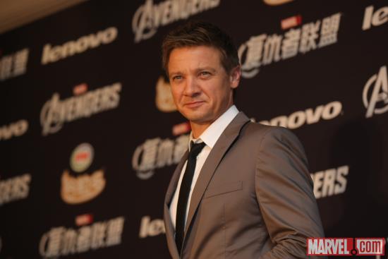 Jeremy Renner at the Beijing premiere of Marvel's The Avengers