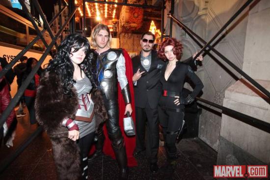 Marvel cosplayers at El Capitan Theatre's midnight screening of Marvel's The Avengers