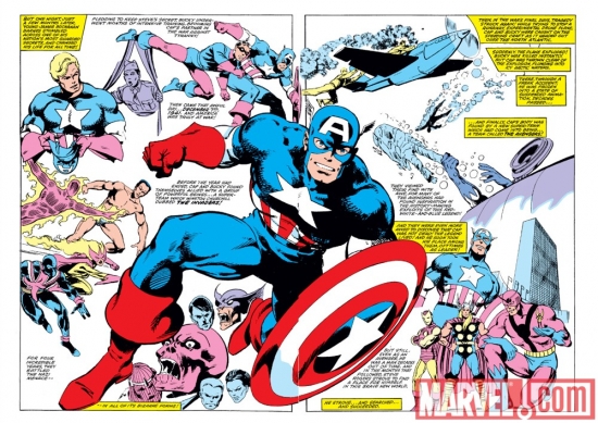 Image Featuring Union Jack (Montgomery Falsworth), Invaders, Avengers, Hank Pym, Captain America, Iron Man, Red Skull, Thor, Wasp, Sub-Mariner, Spitfire