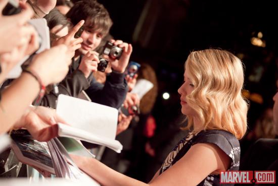 Scarlett Johansson (Black Widow) at the Marvel's The Avengers red carpet premiere in Rome