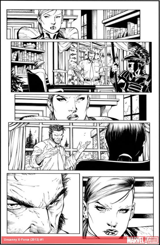 Uncanny X-Force (2013) #1 black and white preview art by Ron Garney