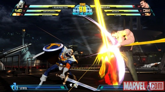Marvel vs. Capcom 3 screenshot: Taskmaster vs. Haggar