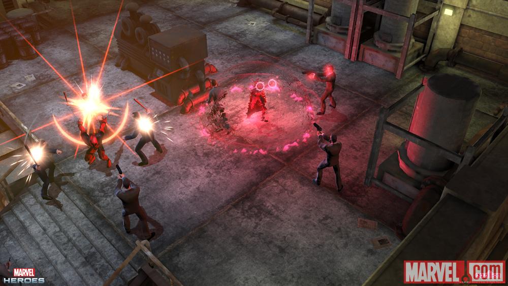Screenshot of Deadpool and Scarlet Witch in Marvel Heroes