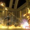 Psylocke and Deadpool battling Molten Man in Marvel: Ultimate Alliance 2
