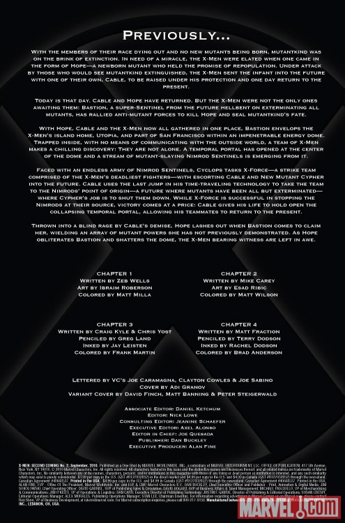 X-MEN: SECOND COMING #2 recap page