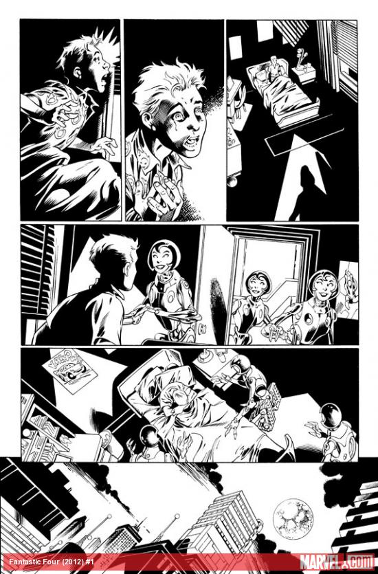 Fantastic Four (2012) #1 preview inks by Mark Bagley