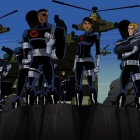 Screenshot of Nick Fury and his S.H.I.E.L.D. agents from The Avengers: Earth's Mightiest Heroes!