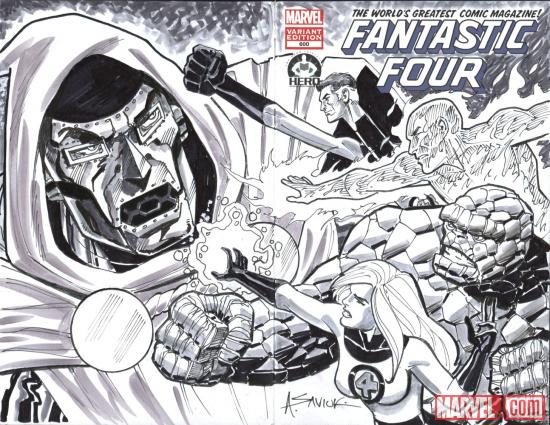 Fantastic Four #600 Hero Initiative variant cover by Alex Saviuk 