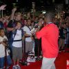 John Dokes works the crowd