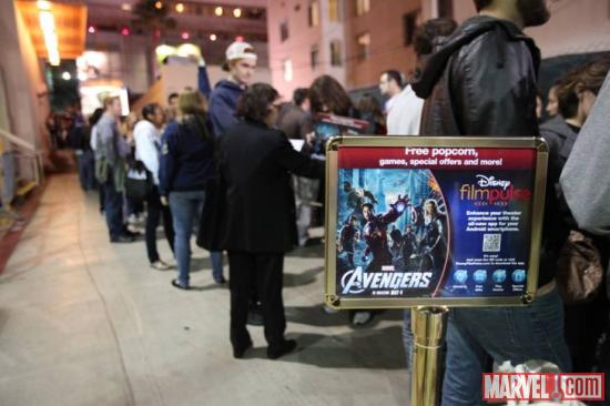 Fans assembling for El Capitan Theatre's midnight screening of Marvel's The Avengers