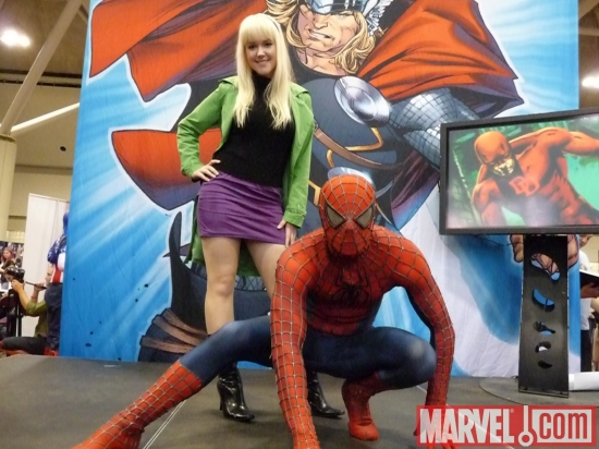 Gwen Stacey and Spider-Man cosplayers at Fan Expo Canada
