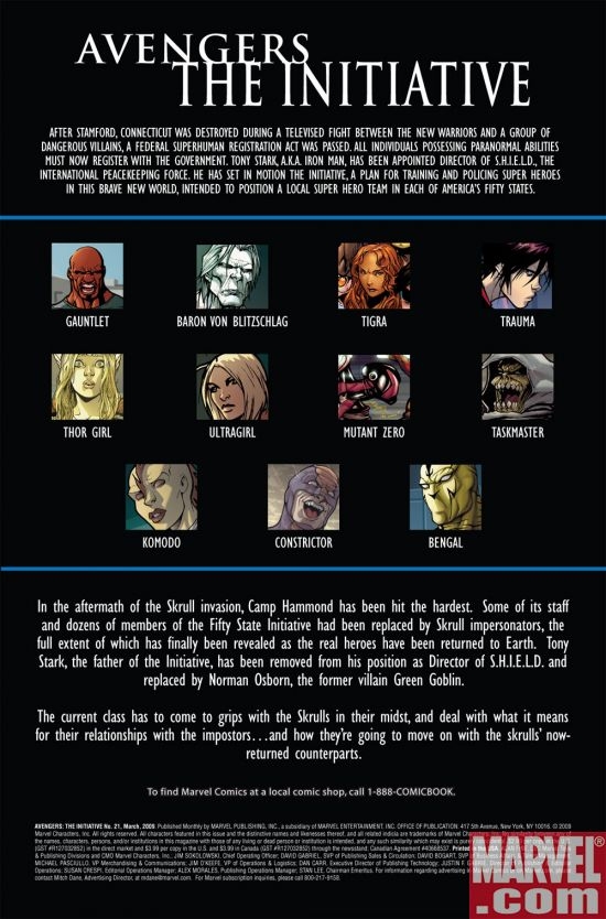 AVENGERS: THE INITIATIVE #21, page 1