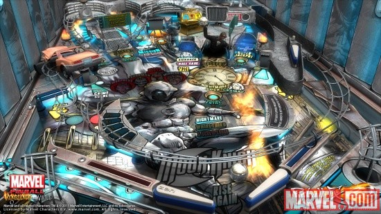 Screenshot of the Moon Knight table from Marvel Pinball: Vengeance and Virtue