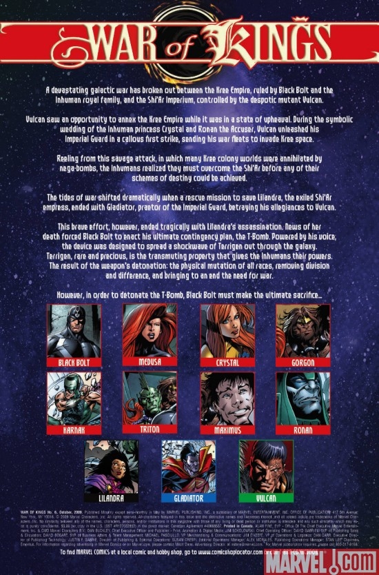 WAR OF KINGS #6, intro page
