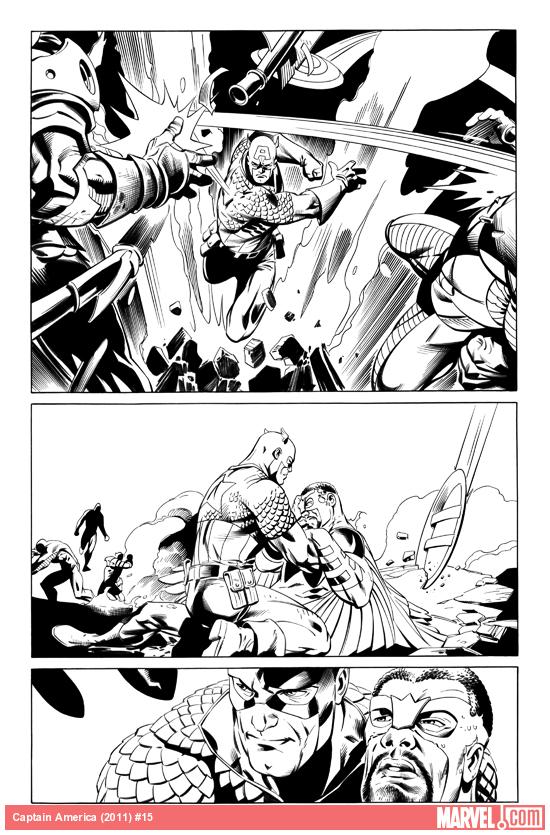 Captain America (2011) #15 preview inks by Scot Eaton