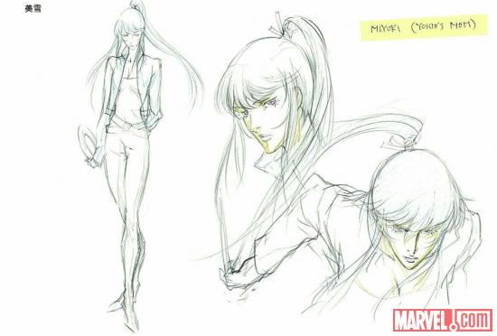 Pencil art of Miyuki from the Wolverine anime