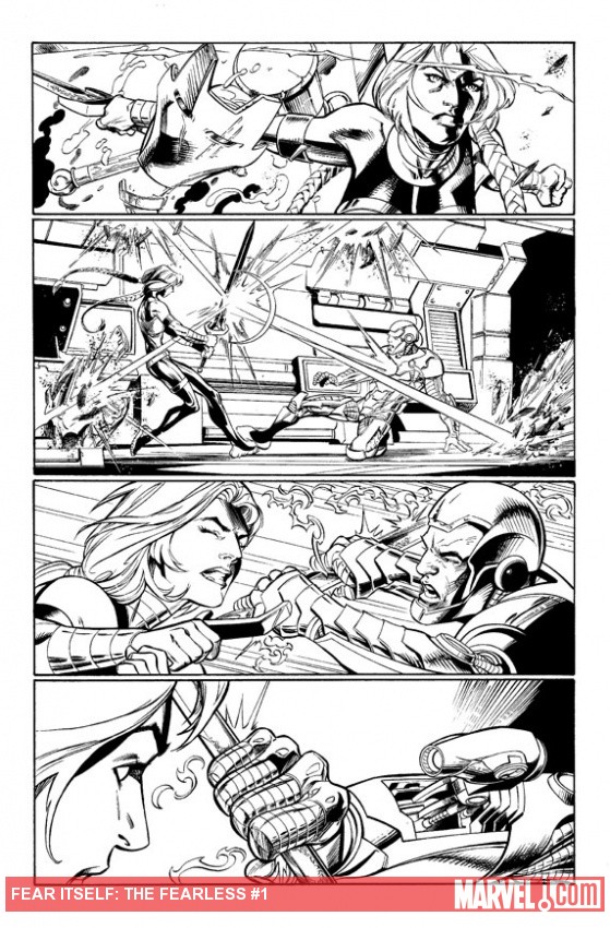 Fear Itself: The Fearless #1 black and white preview art by Mark Bagley