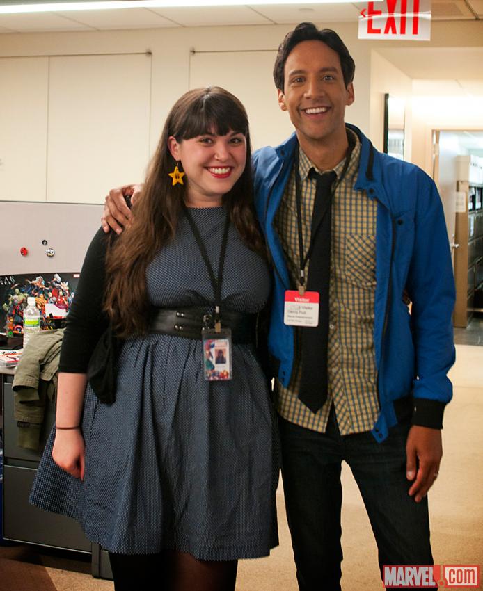Social Media Coordinator Janna O'Shea with Danny Pudi