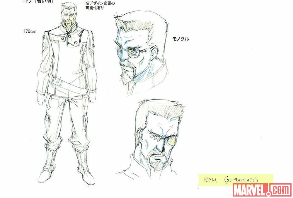 Pencil art of Koh from the Wolverine anime