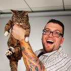 Lil Bub and Agent M at Marvel HQ