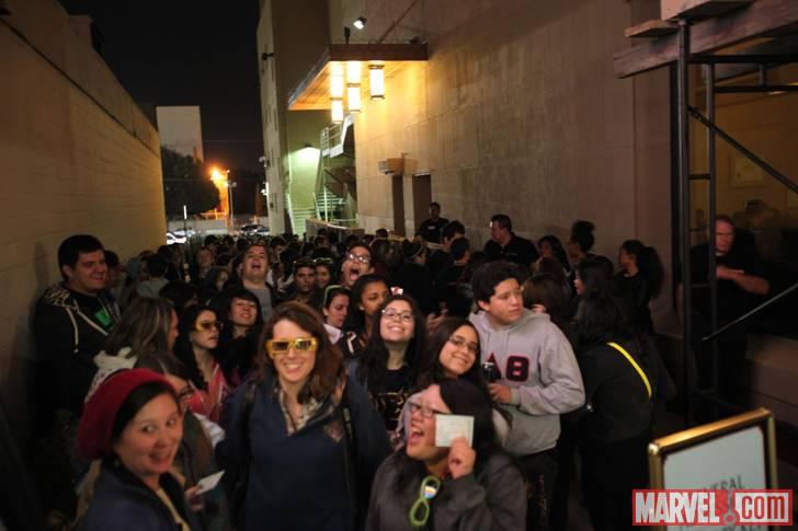 Fans assembling for El Capitan Theatre's midnight screening of Marvel's The Avengers