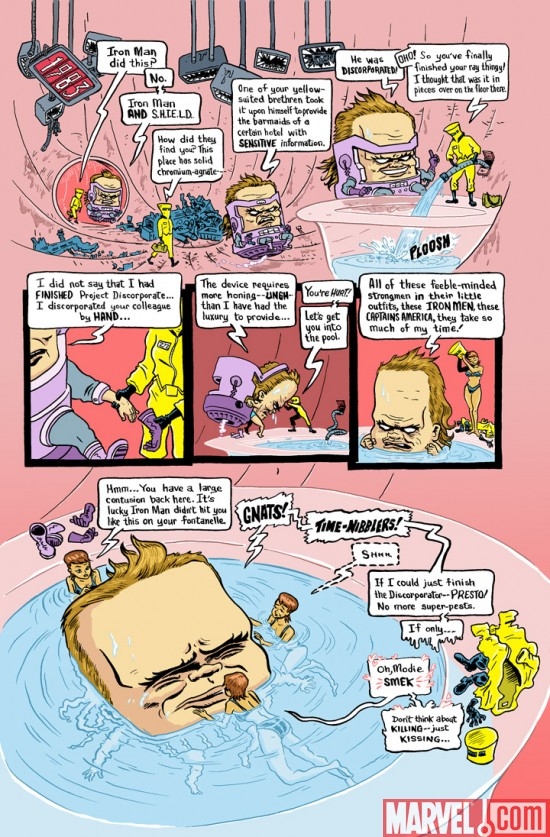 A page from Nick Bertozzis M.O.D.O.K. story in STRANGE TALES #1