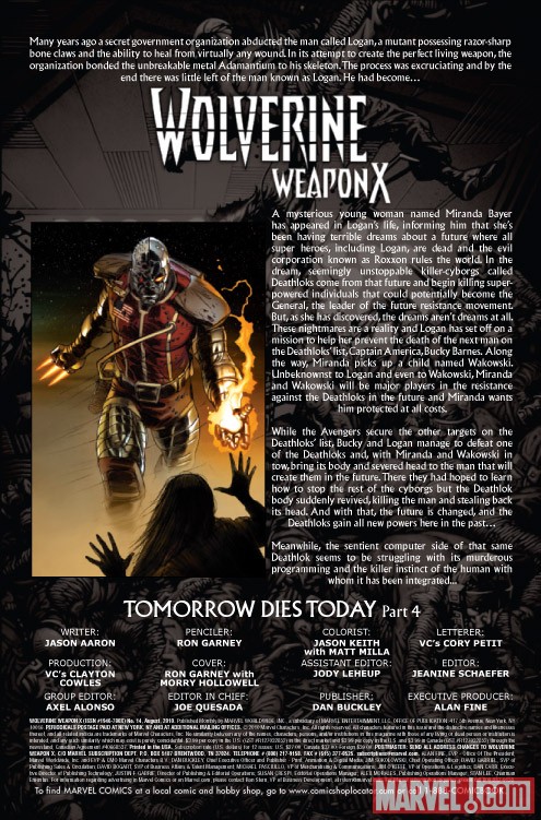 WOLVERINE WEAPON X #14 recap page
