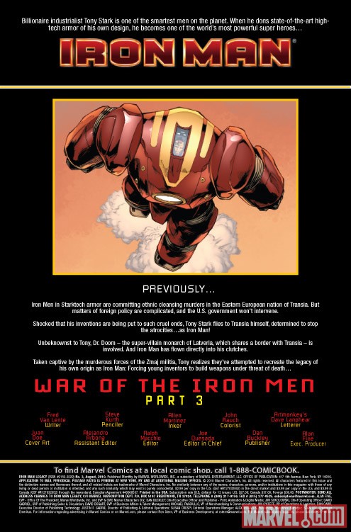 IRON MAN LEGACY #3 recap page