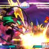 Screenshot of Deadpool and Morrigan from ''Marvel vs. Capcom 3''