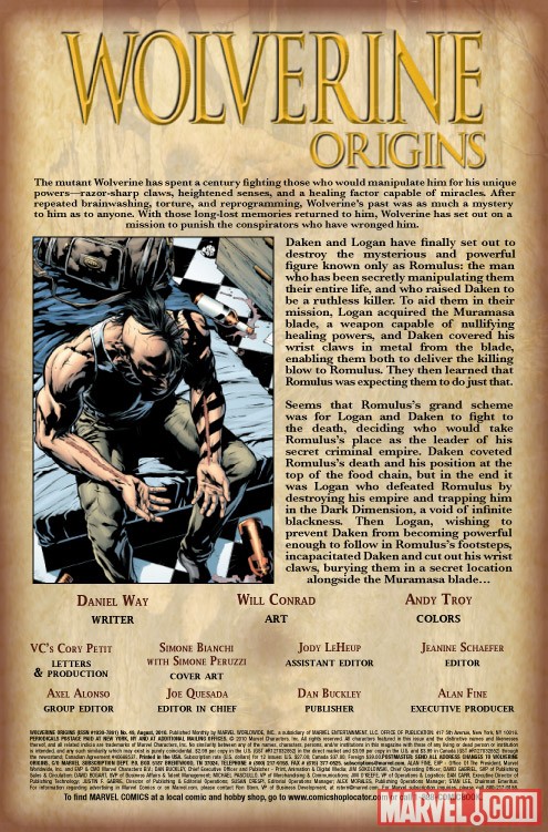 WOLVERINE ORIGINS #49 recap page