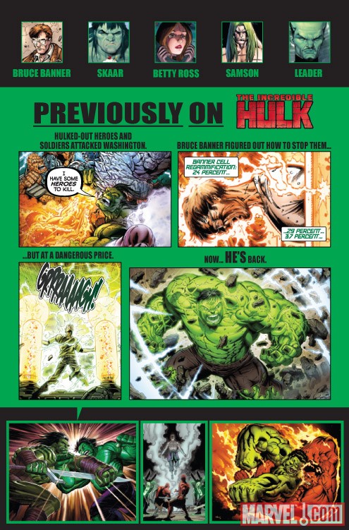 Incredbile Hulk #611 recap page