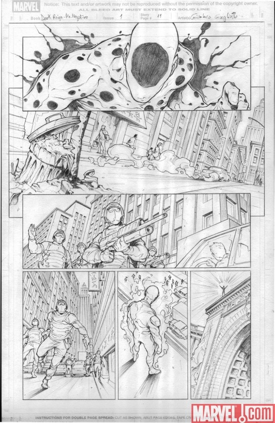 DARK REIGN: MISTER NEGATIVE #1 pencil art by Gianluca Gugliotta