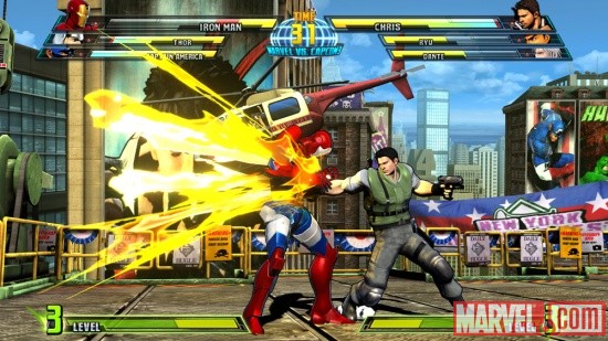 Screenshot of Iron Man vs. Chris from Marvel vs. Capcom 3