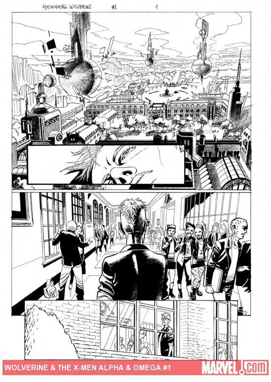 Wolverine & The X-Men: Alpha & Omega inked preview art by Roland Boschi