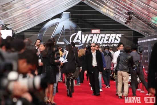 A shot of the red carpet during set-up