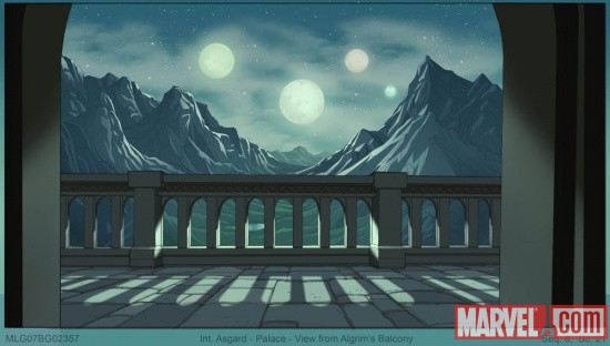 Background art of Asgard from Thor: Tales of Asgard